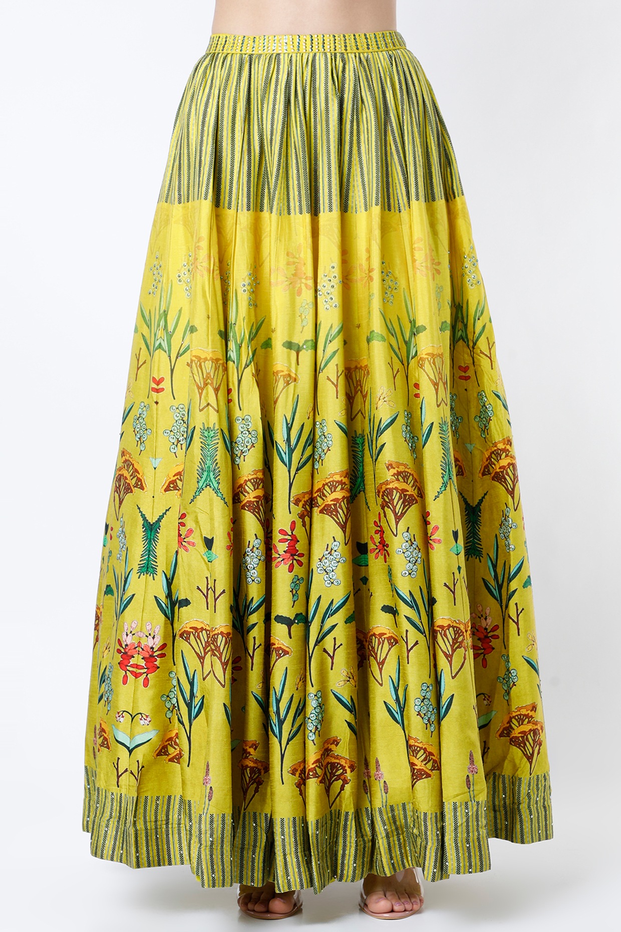 floral flare skirt yellow