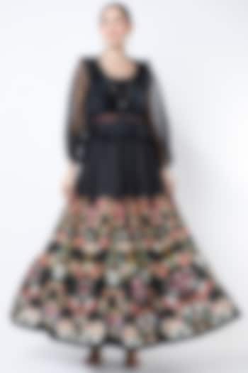 Charcoal Flared Gown With Jacket by Basil Leaf at Pernia's Pop Up Shop