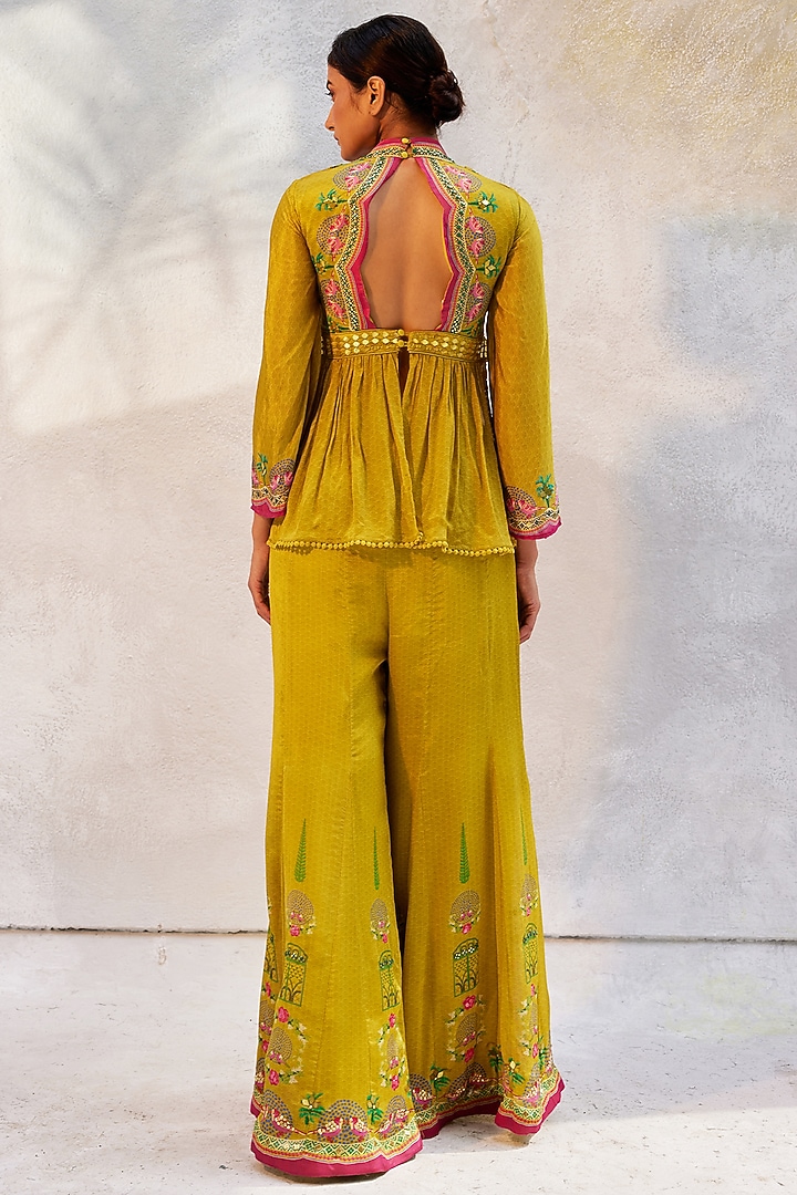 Ochre Yellow Chiffon Pant Set by Basil Leaf at Pernia's Pop Up Shop