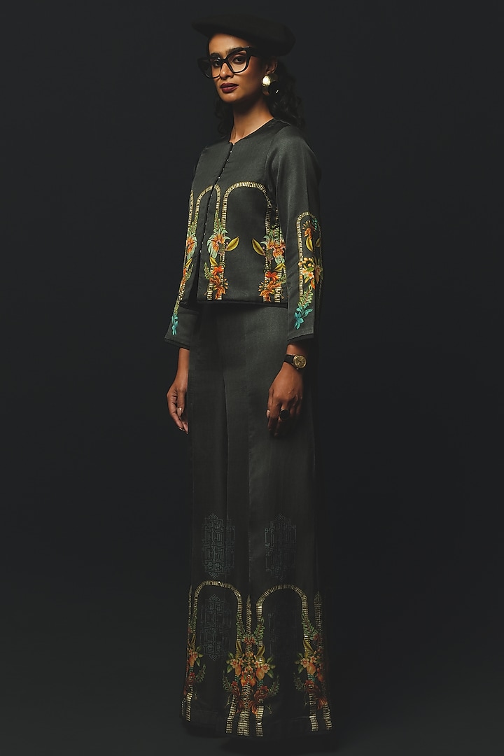 Charcoal Linen Satin Co-Ord Set by Basil Leaf at Pernia's Pop Up Shop