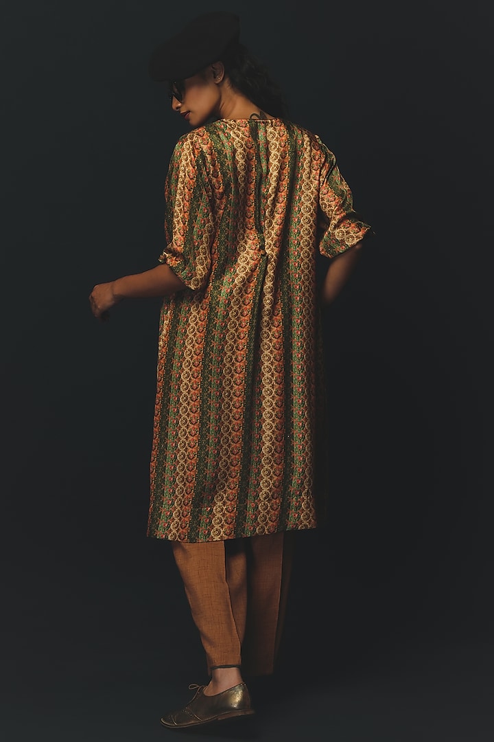 Beige Gajji Satin Jacket Set by Basil Leaf at Pernia's Pop Up Shop