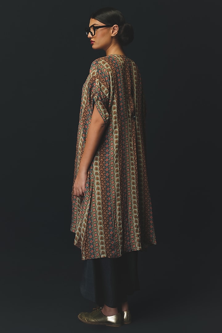 Grey Linen & Crepe Satin Jacket Set by Basil Leaf at Pernia's Pop Up Shop