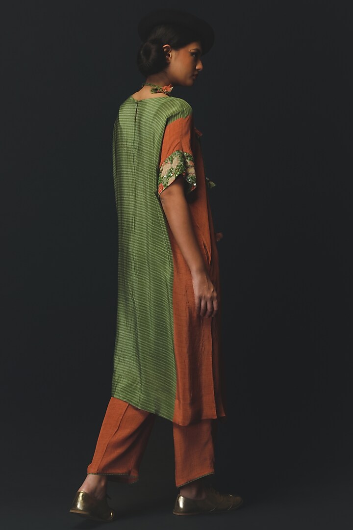 Green Crepe Textured Tunic Set by Basil Leaf at Pernia's Pop Up Shop