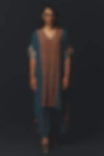 Navy Blue Crepe Textured Tunic Set by Basil Leaf at Pernia's Pop Up Shop