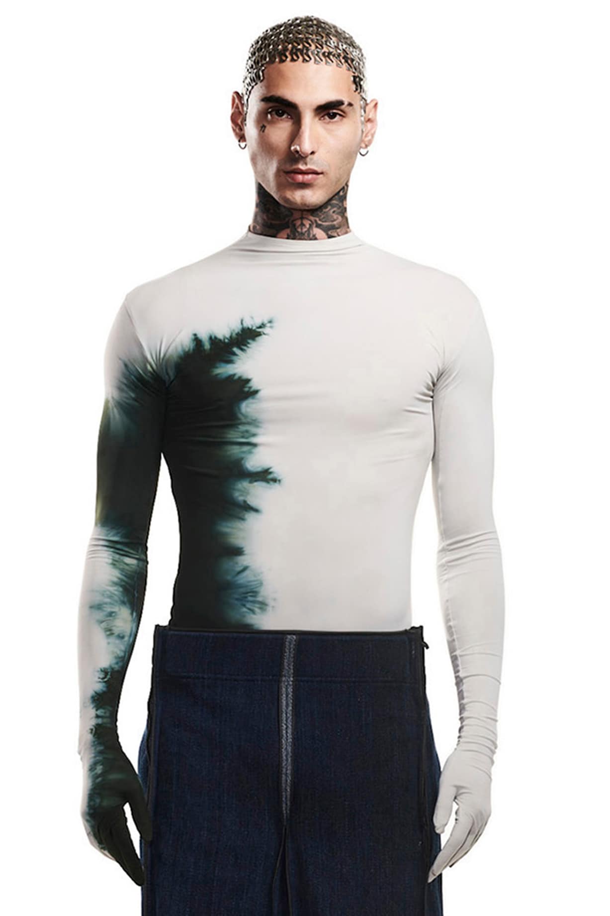 Grey & Green Polyamide Tie-dye Bodysuit by BLONI MEN at Pernia's Pop Up ...