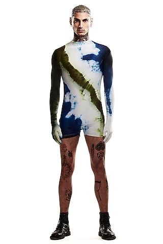Multi-colored Polyamide Tie-dye Bodysuit by BLONI MEN