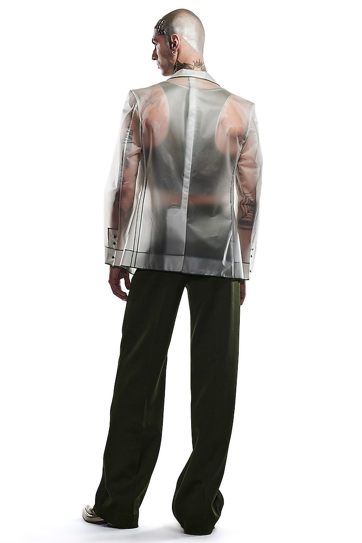 Transparent White Korean PVC Rubber Jacket by BLONI MEN at Pernia's Pop Up Shop