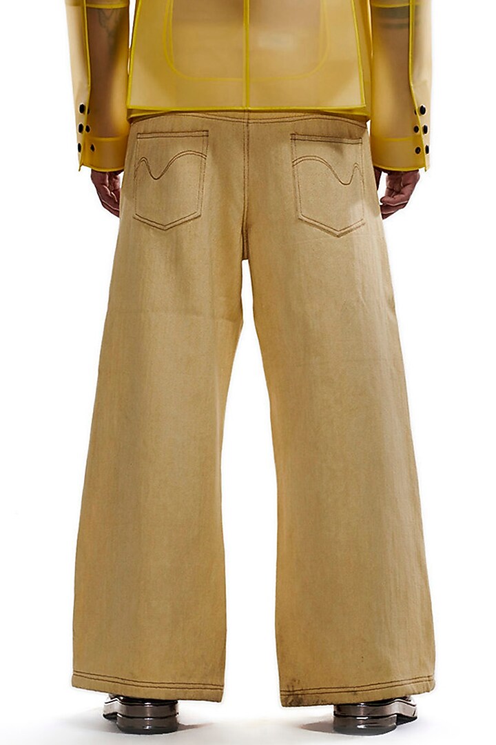 Yellow Handwoven Denim Pants by BLONI MEN at Pernia's Pop Up Shop