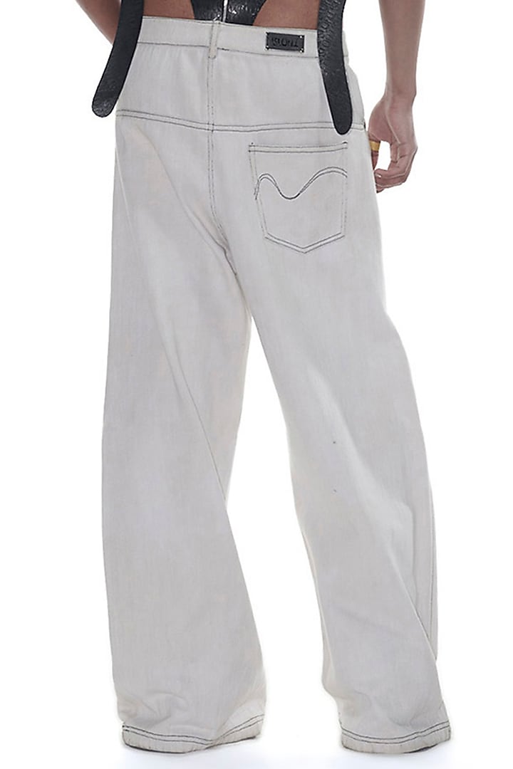 Grey Handwoven Denim Pants by BLONI MEN at Pernia's Pop Up Shop