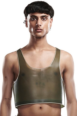 Green Korean PVC Rubber Top by BLONI MEN