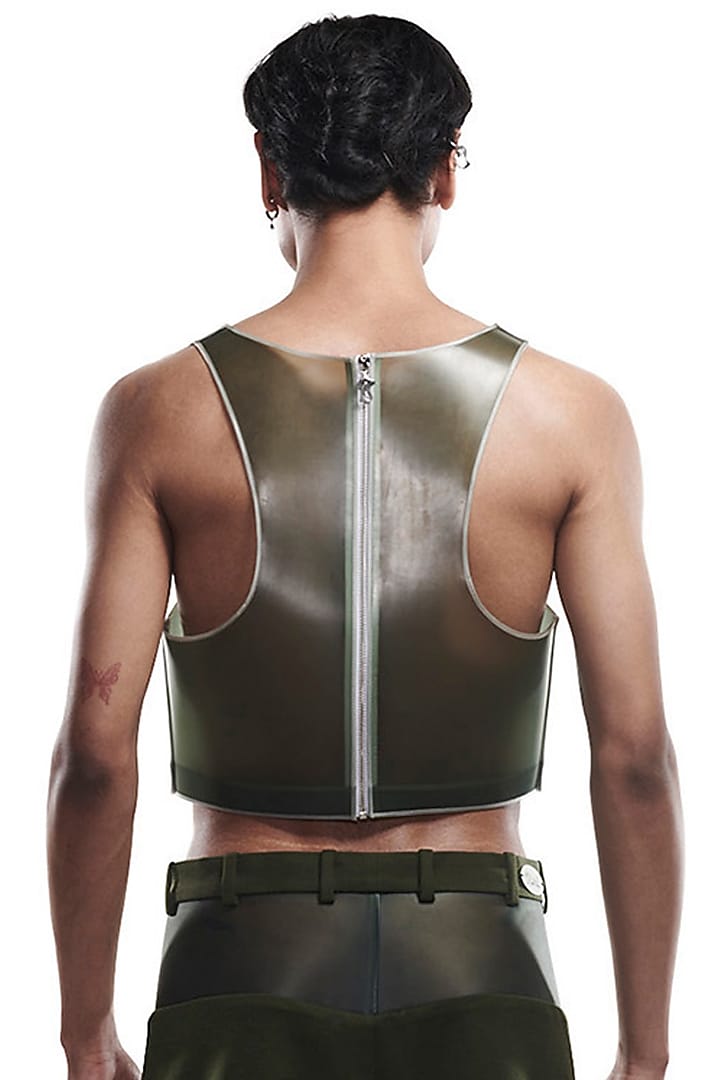 Green Korean PVC Rubber Top by BLONI MEN at Pernia's Pop Up Shop