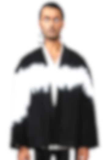 Black & White Seersucker Tie-Dye Jacket by BLONI MEN