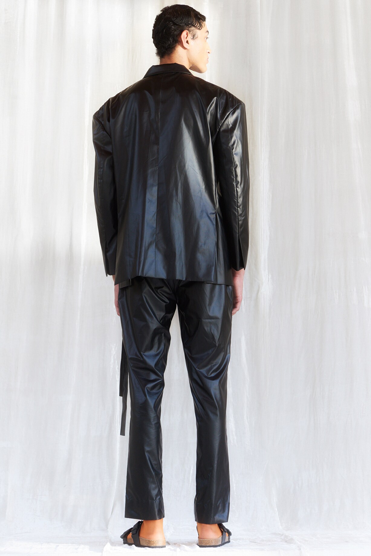 Black Korean PVC Rubber Pants Design by BLONI MEN at Pernia's Pop Up Shop  2024