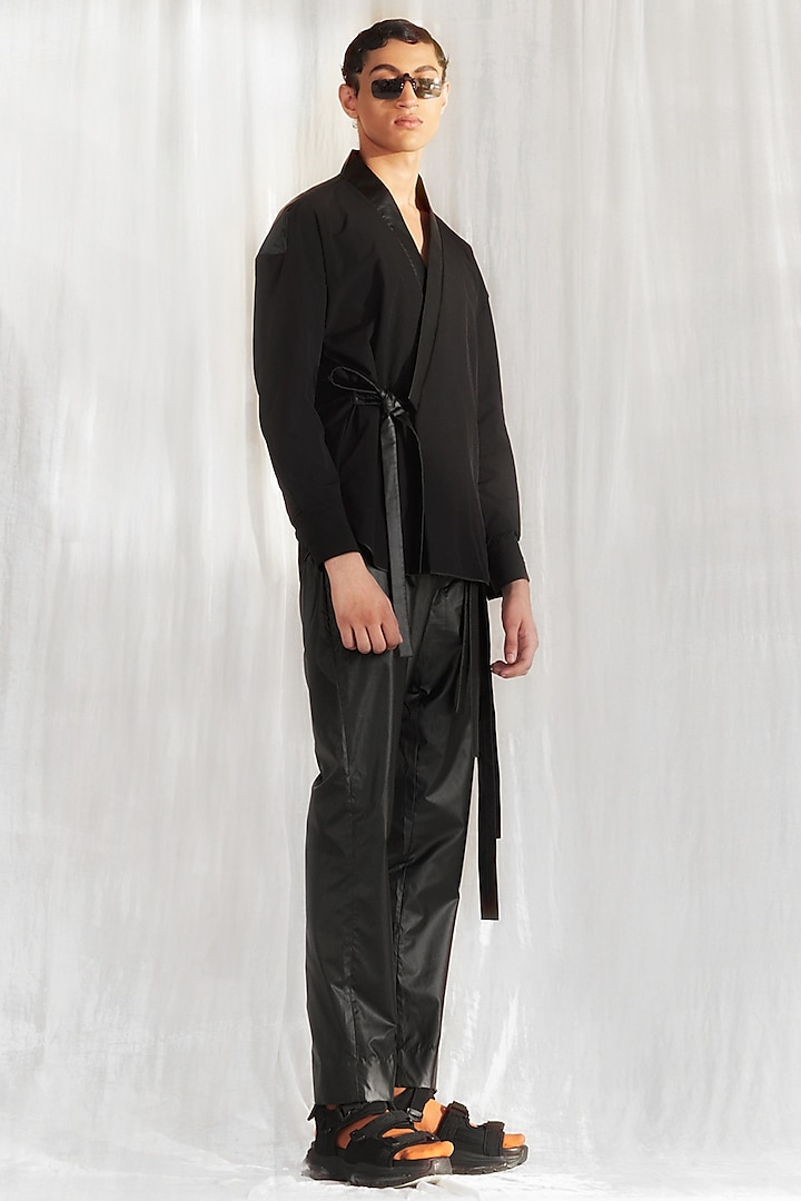 Black Kimono With Pants by BLONI MEN