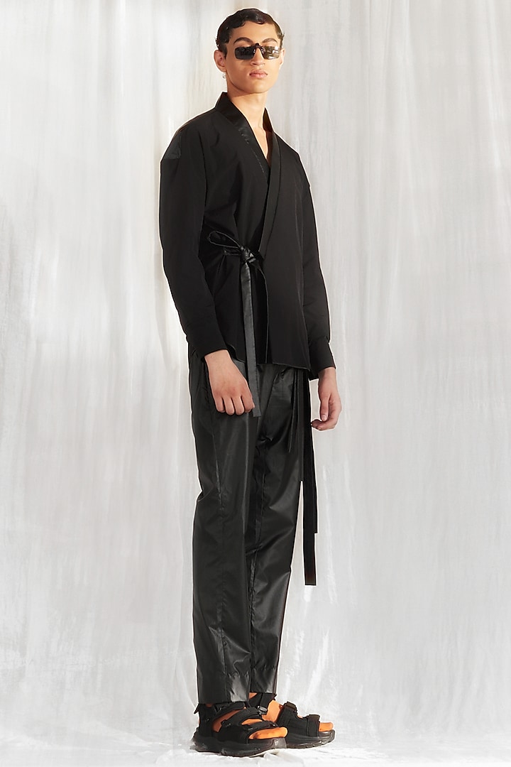 Black Kimono With Drop Shoulders by BLONI MEN at Pernia's Pop Up Shop