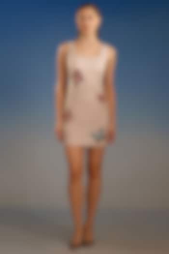 Baby Pink Mesh Applique Embroidered Mini Vacation Dress by BLING EMPIRE at Pernia's Pop Up Shop
