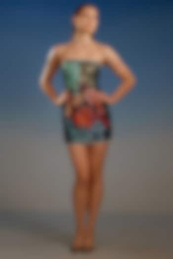 Multi-Colored Mesh Sequin Embellished Strapless Mini Vacation Dress by BLING EMPIRE at Pernia's Pop Up Shop