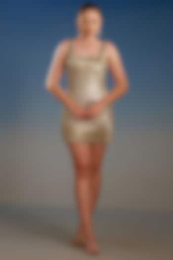 Gold Mesh Sequin Embellished Bodycon Mini Cocktail Dress by BLING EMPIRE at Pernia's Pop Up Shop