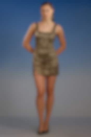 Gold Mesh Mini Vacation Dress by BLING EMPIRE at Pernia's Pop Up Shop