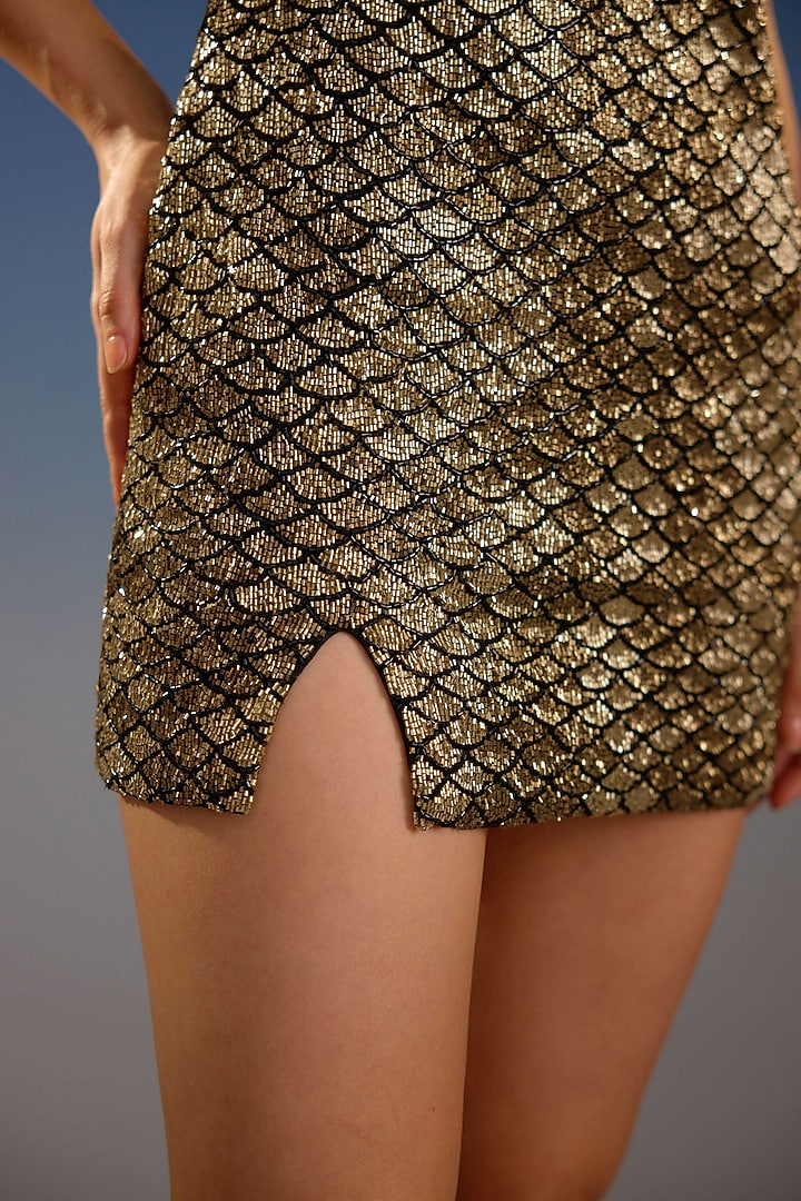Gold Mesh Mini Vacation Dress by BLING EMPIRE at Pernia's Pop Up Shop