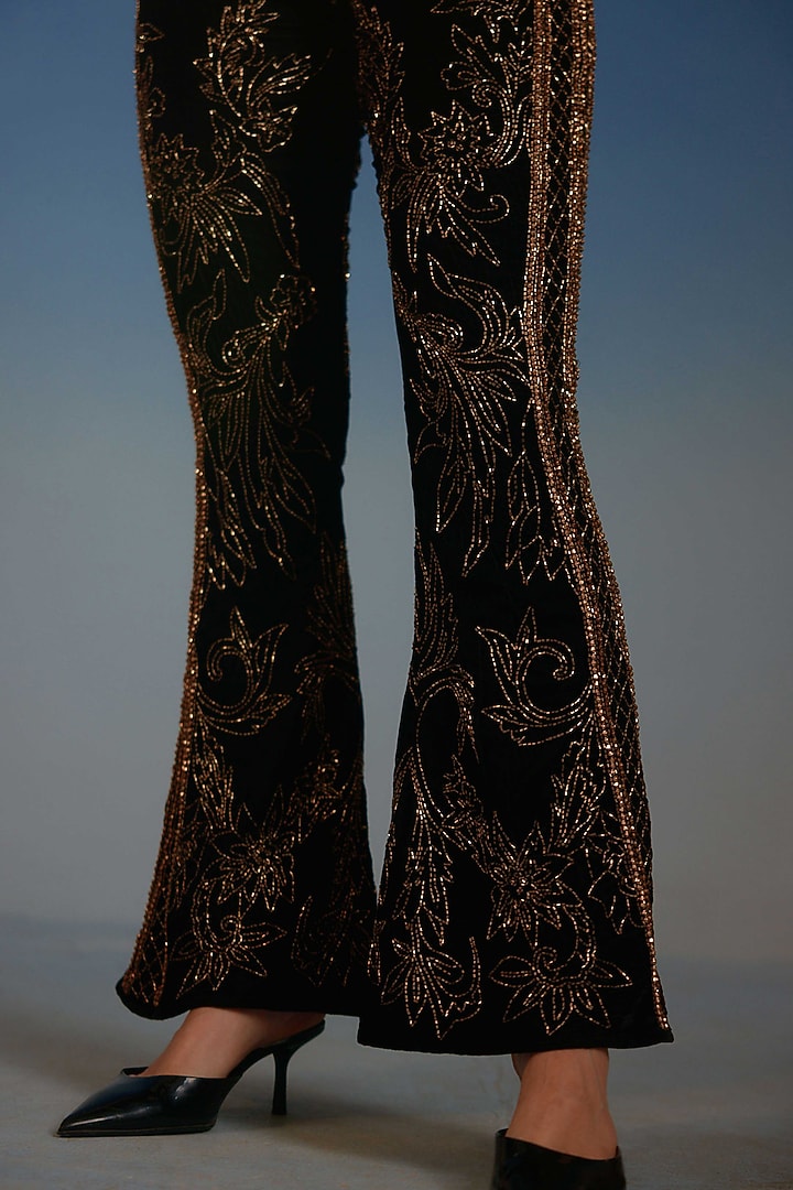 Black & Gold Velvet Pant Set by BLING EMPIRE at Pernia's Pop Up Shop