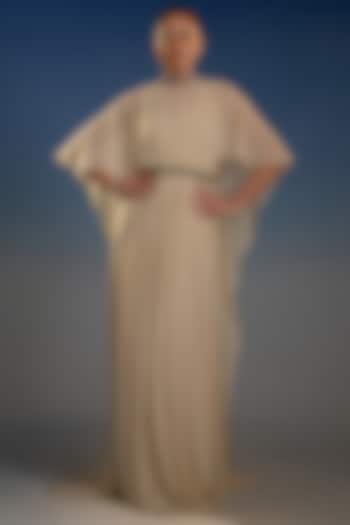 Ivory Mesh Sequin Embellished Maxi Vacation Dress by BLING EMPIRE at Pernia's Pop Up Shop