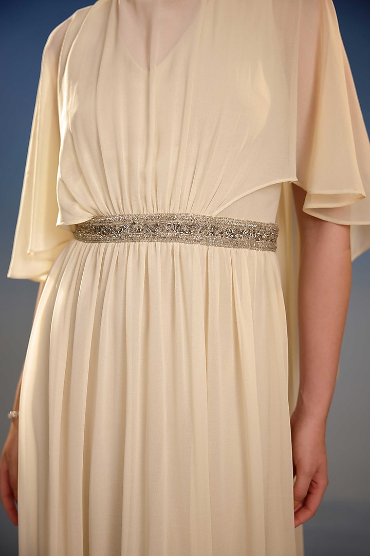 Ivory Mesh Sequin Embellished Maxi Vacation Dress by BLING EMPIRE at Pernia's Pop Up Shop
