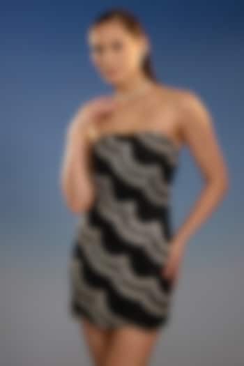 Black Mesh Sequin Embellished Bodycon Mini Vacation Dress by BLING EMPIRE at Pernia's Pop Up Shop
