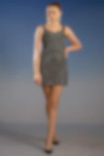 Black Mesh Sequin Embellished Mini Cocktail Dress by BLING EMPIRE at Pernia's Pop Up Shop
