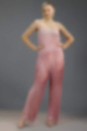 Pink Mesh Jumpsuit by BLING EMPIRE at Pernia's Pop Up Shop