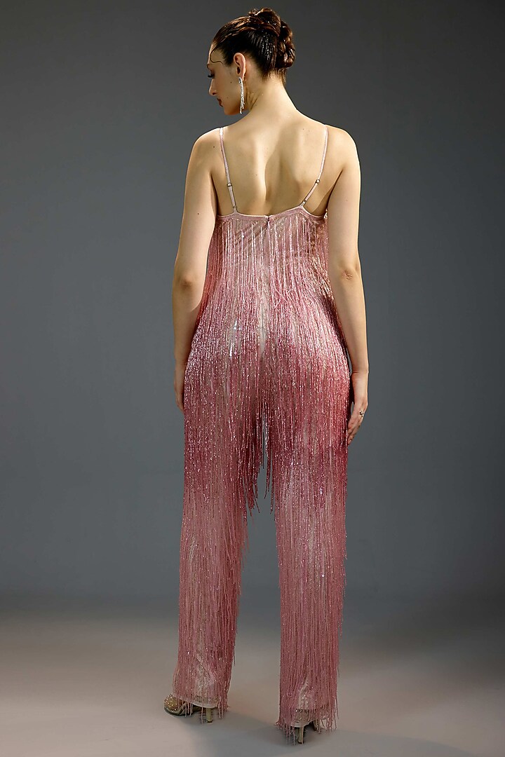 Pink Mesh Jumpsuit by BLING EMPIRE at Pernia's Pop Up Shop