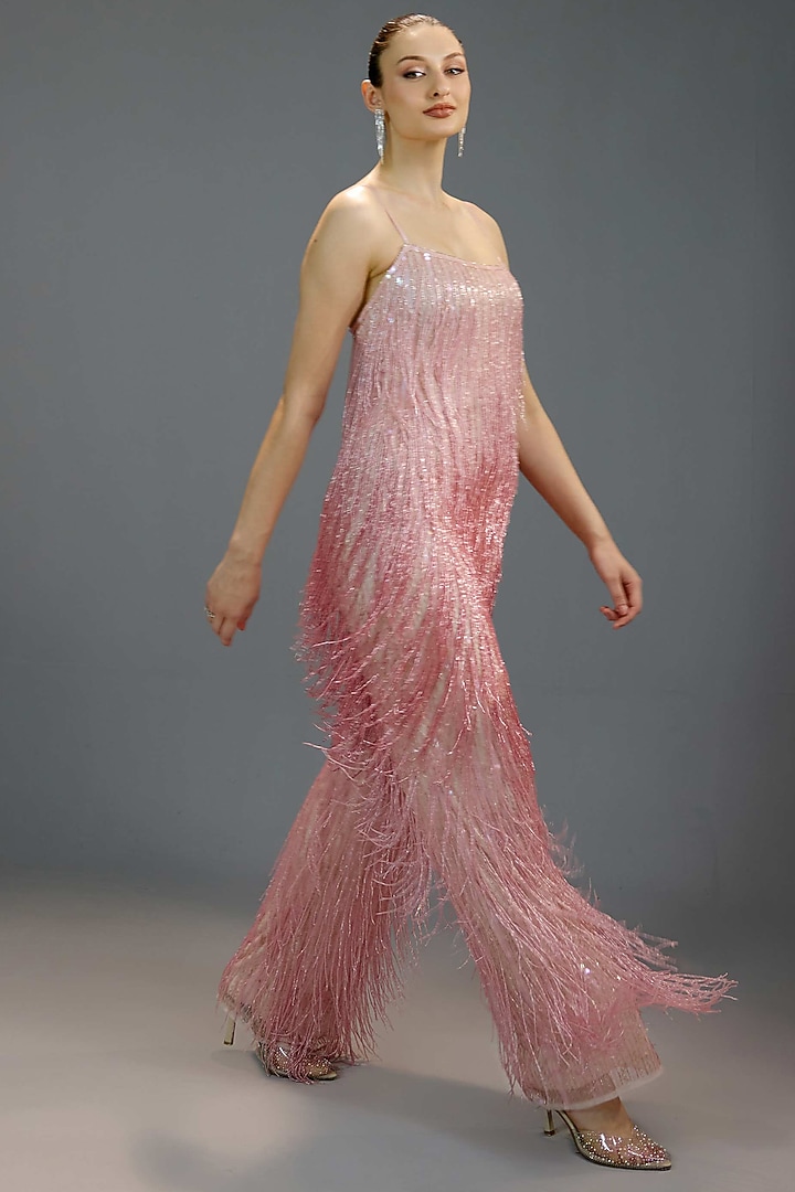 Pink Mesh Jumpsuit by BLING EMPIRE at Pernia's Pop Up Shop