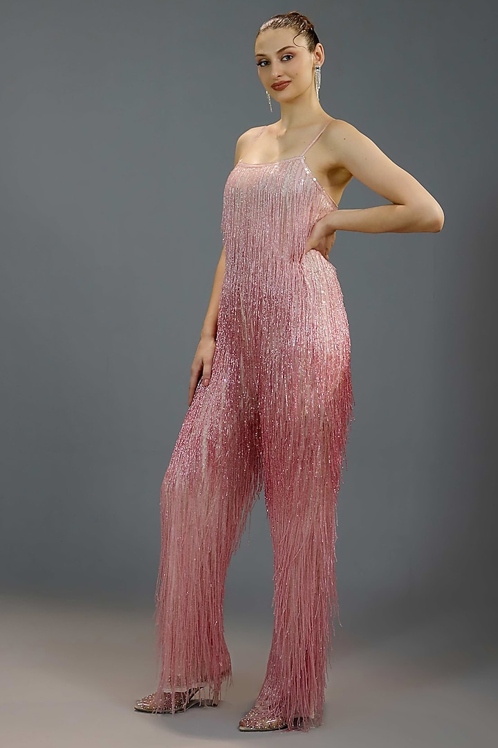 Pink Mesh Jumpsuit by BLING EMPIRE at Pernia's Pop Up Shop