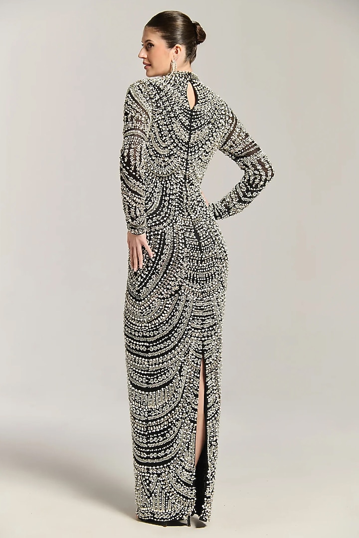 Black Mesh Bead Embroidered Wedding Gown by BLING EMPIRE at Pernia's Pop Up Shop