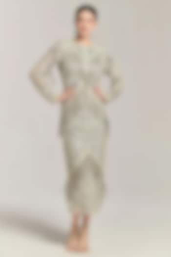 Silver Mesh Bead Embellished Cocktail Dress by BLING EMPIRE at Pernia's Pop Up Shop