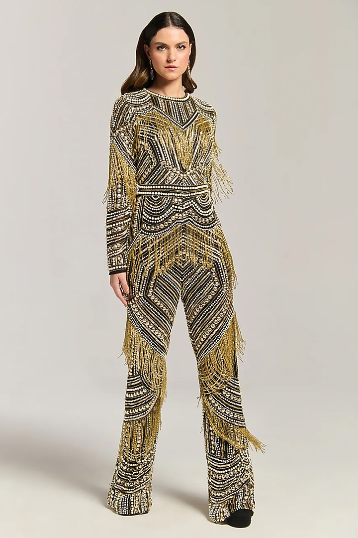 Multi-Colored Mesh Sequin Embellished Jumpsuit by BLING EMPIRE at Pernia's Pop Up Shop