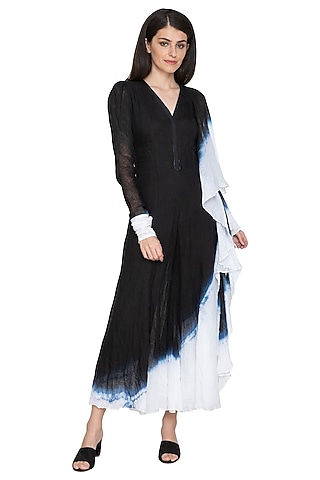 Black Draped Tie-Dye Jumpsuit by BLONI
