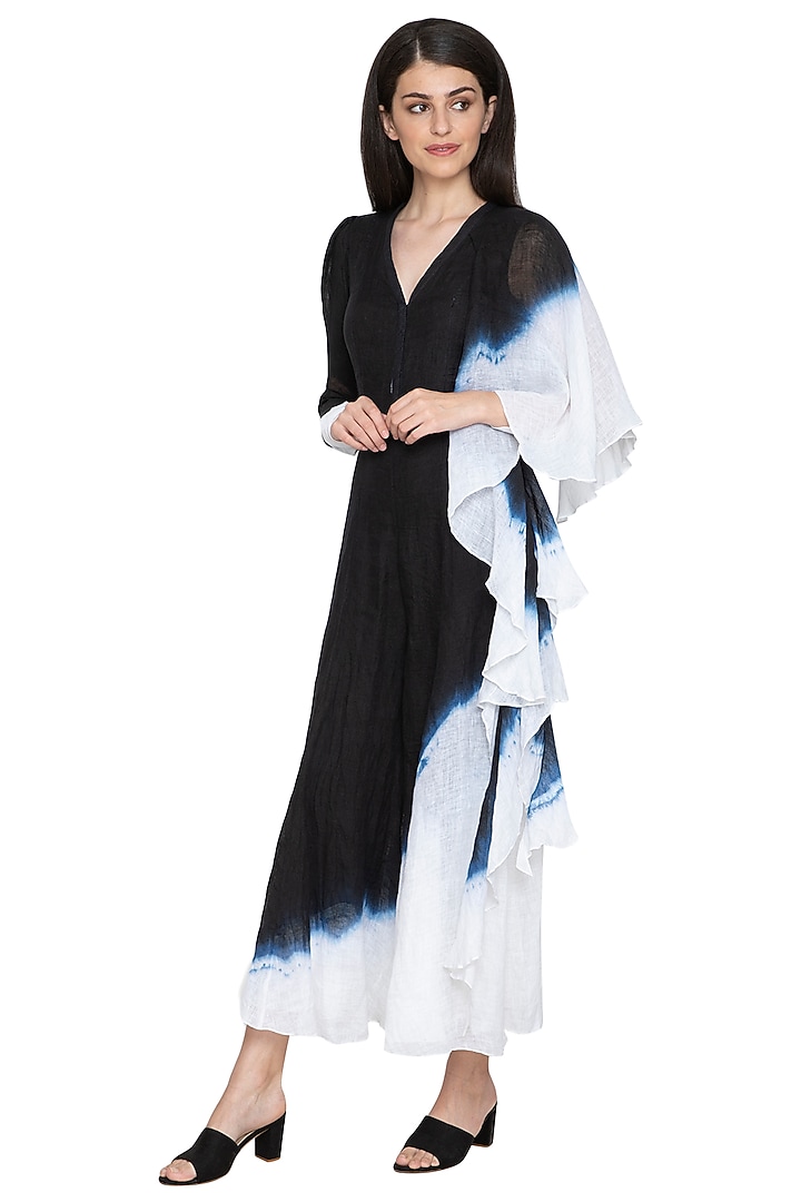 Black Draped Tie-Dye Jumpsuit by BLONI at Pernia's Pop Up Shop