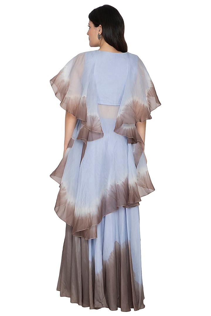 Sky Blue Tie-Dye Top With Palazzo Pants by BLONI at Pernia's Pop Up Shop