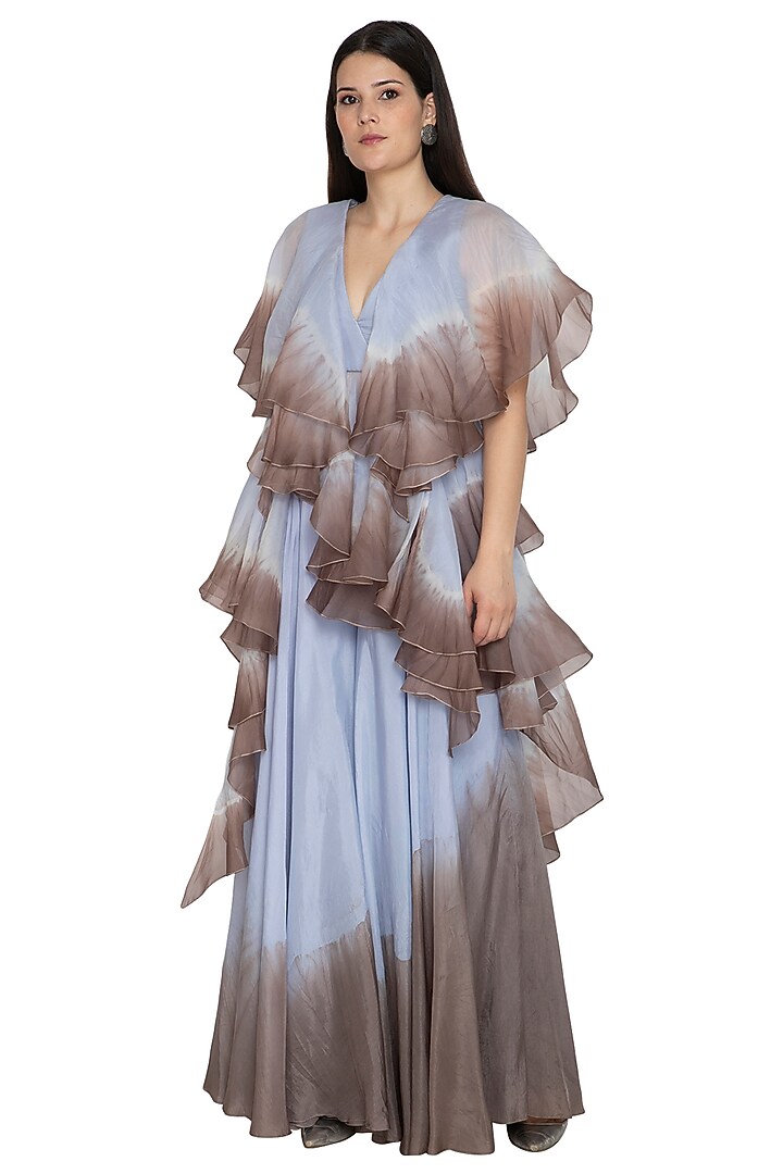 Sky Blue Tie-Dye Top With Palazzo Pants by BLONI at Pernia's Pop Up Shop