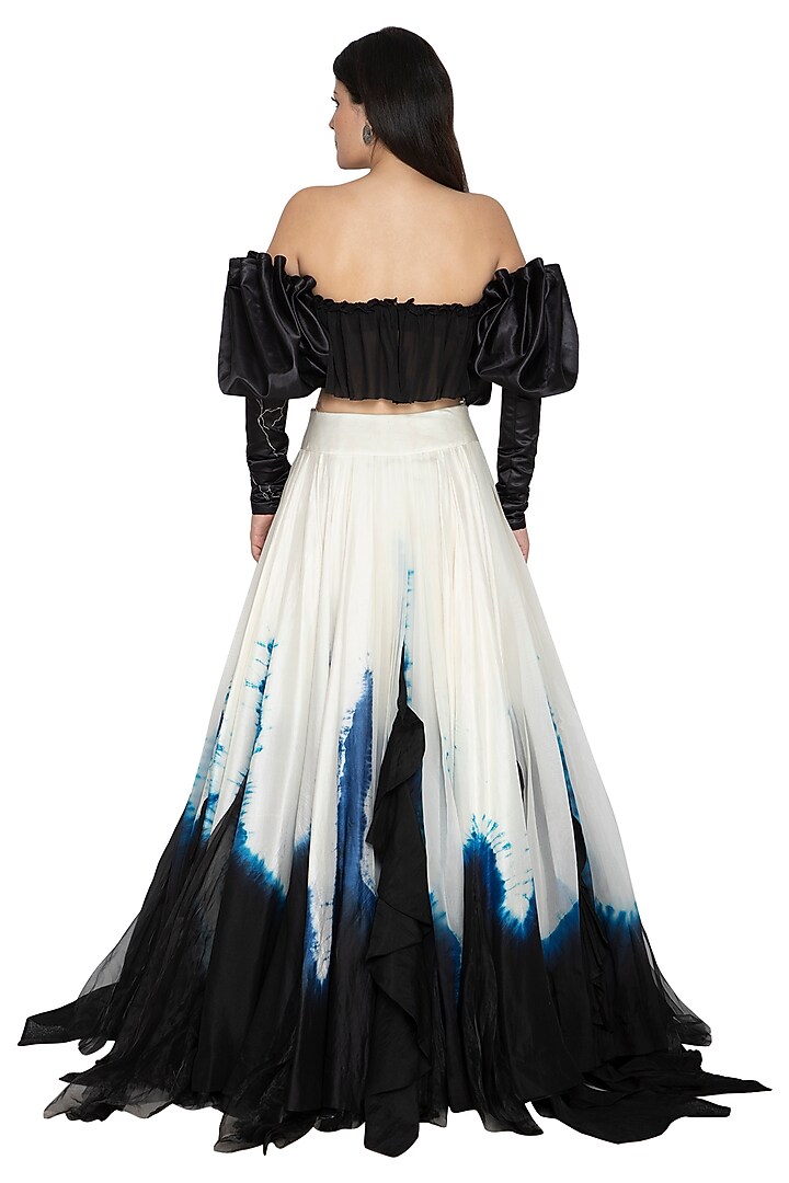 White Embroidered Tie-Dye Skirt With Top by BLONI at Pernia's Pop Up Shop