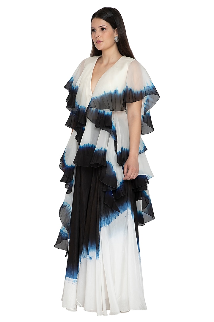 White Tie-Dye Layered Top With Pants by BLONI at Pernia's Pop Up Shop