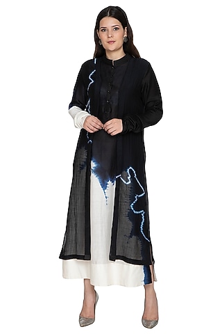 Black Tie-Dye Layered Kurta by BLONI