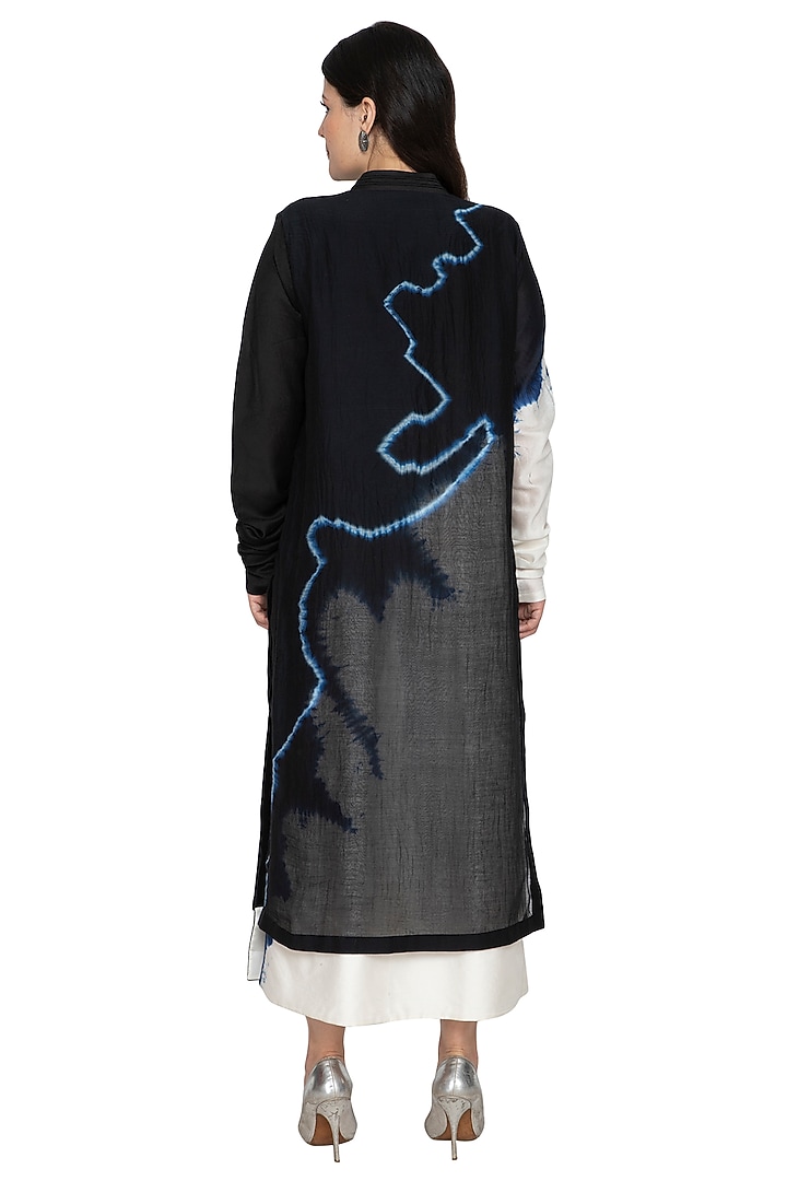 Black Tie-Dye Layered Kurta by BLONI at Pernia's Pop Up Shop
