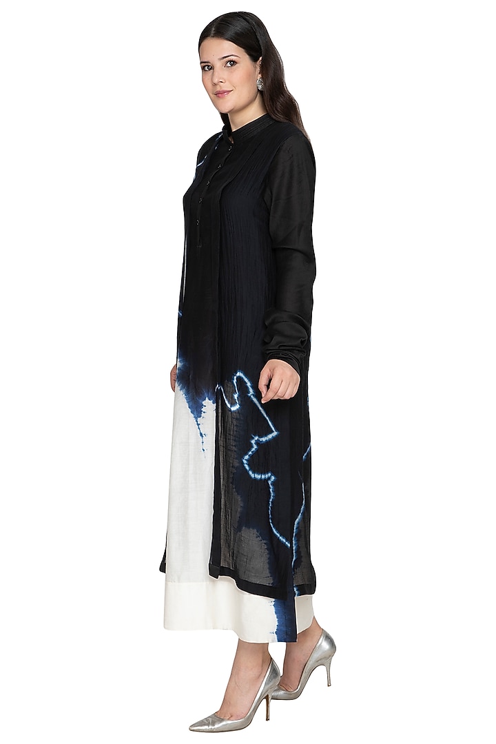 Black Tie-Dye Layered Kurta by BLONI at Pernia's Pop Up Shop