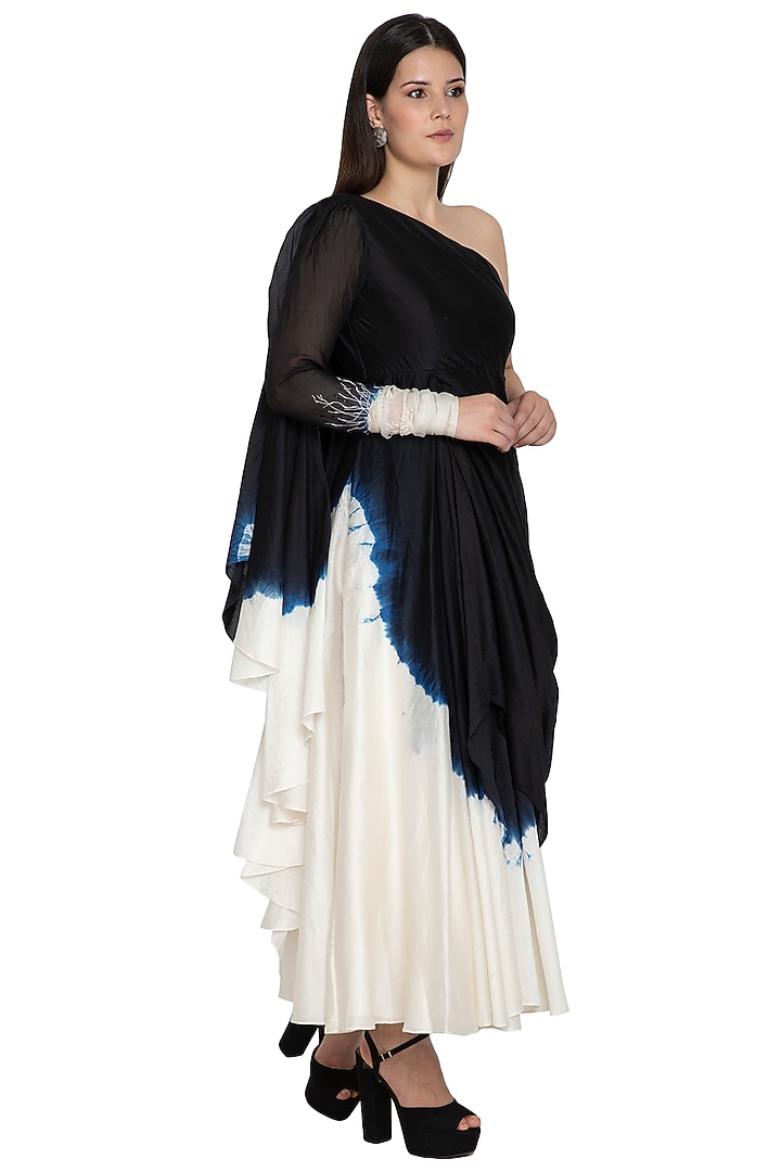 Black Tie-Dye Asymmetrical Cocktail Dress by BLONI at Pernia's Pop Up Shop