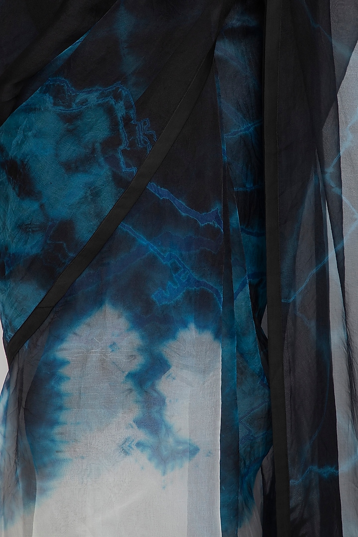 Black & White Tie-Dye Party Wear Saree With Skirt by BLONI at Pernia's Pop Up Shop