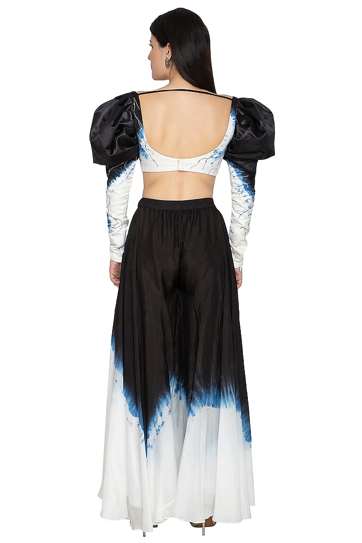 White Tie-Dye Embroidered Crop Top by BLONI at Pernia's Pop Up Shop