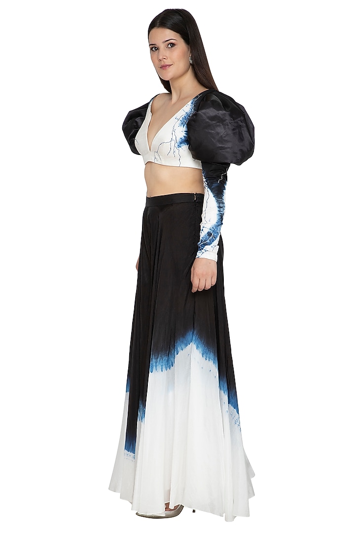 White Tie-Dye Embroidered Crop Top by BLONI at Pernia's Pop Up Shop