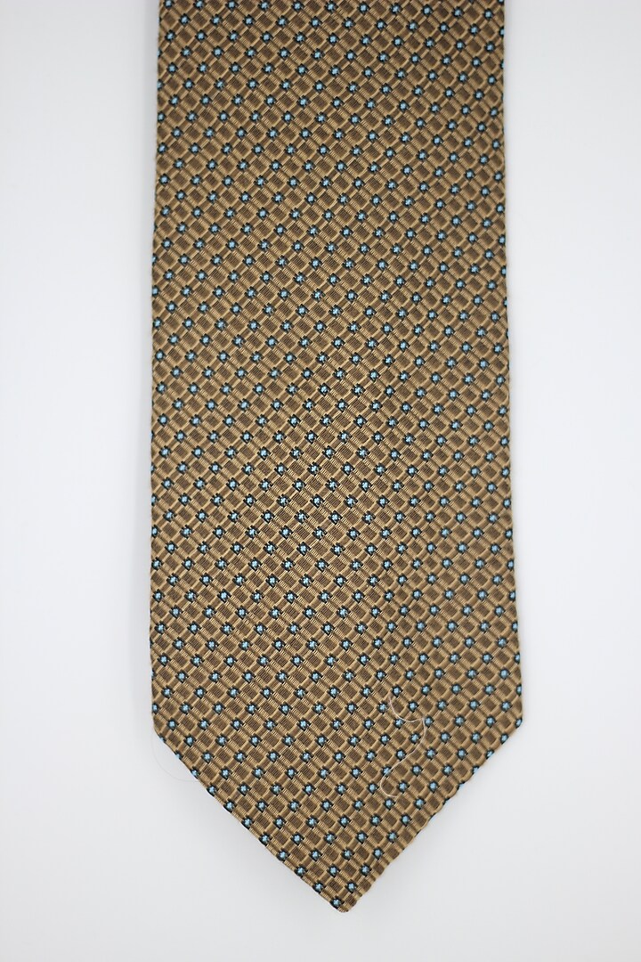 Khaki Cashmere Wool Patterned Tie & Pocket Square (Set of 2) by Blaqhorse at Pernia's Pop Up Shop